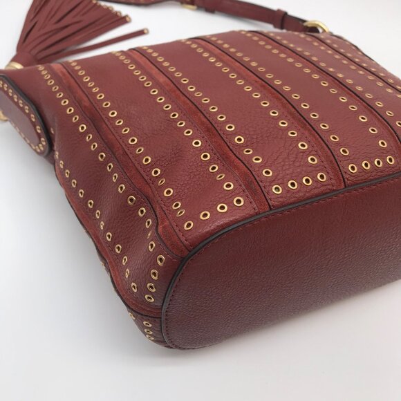 Michael Kors Brick Leather Brooklyn Grommet Feed Crossbody Bag - Picture 6 of 11